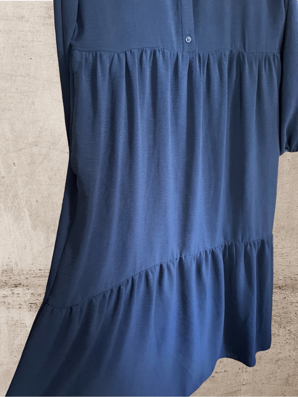 Rachel Zoe Classic Navy Long-Sleeve Tiered Shirt Dress with pockets - Picture 4 of 8